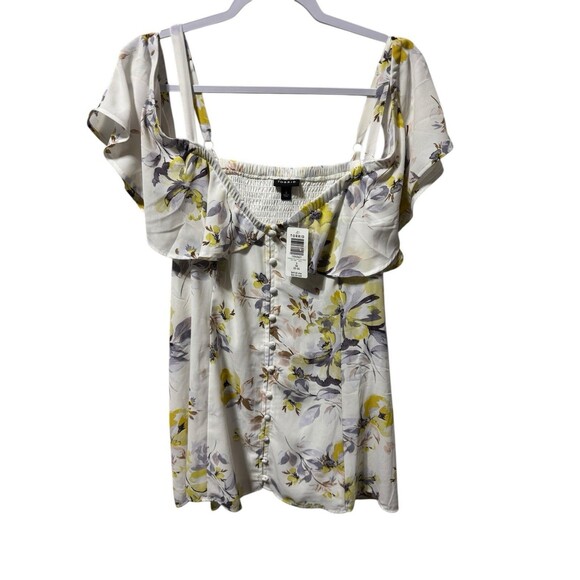 Torrid Cold Shoulder Chiffon Blouse Womens Torrid Size 3 Adjustable Straps - Picture 2 of 12